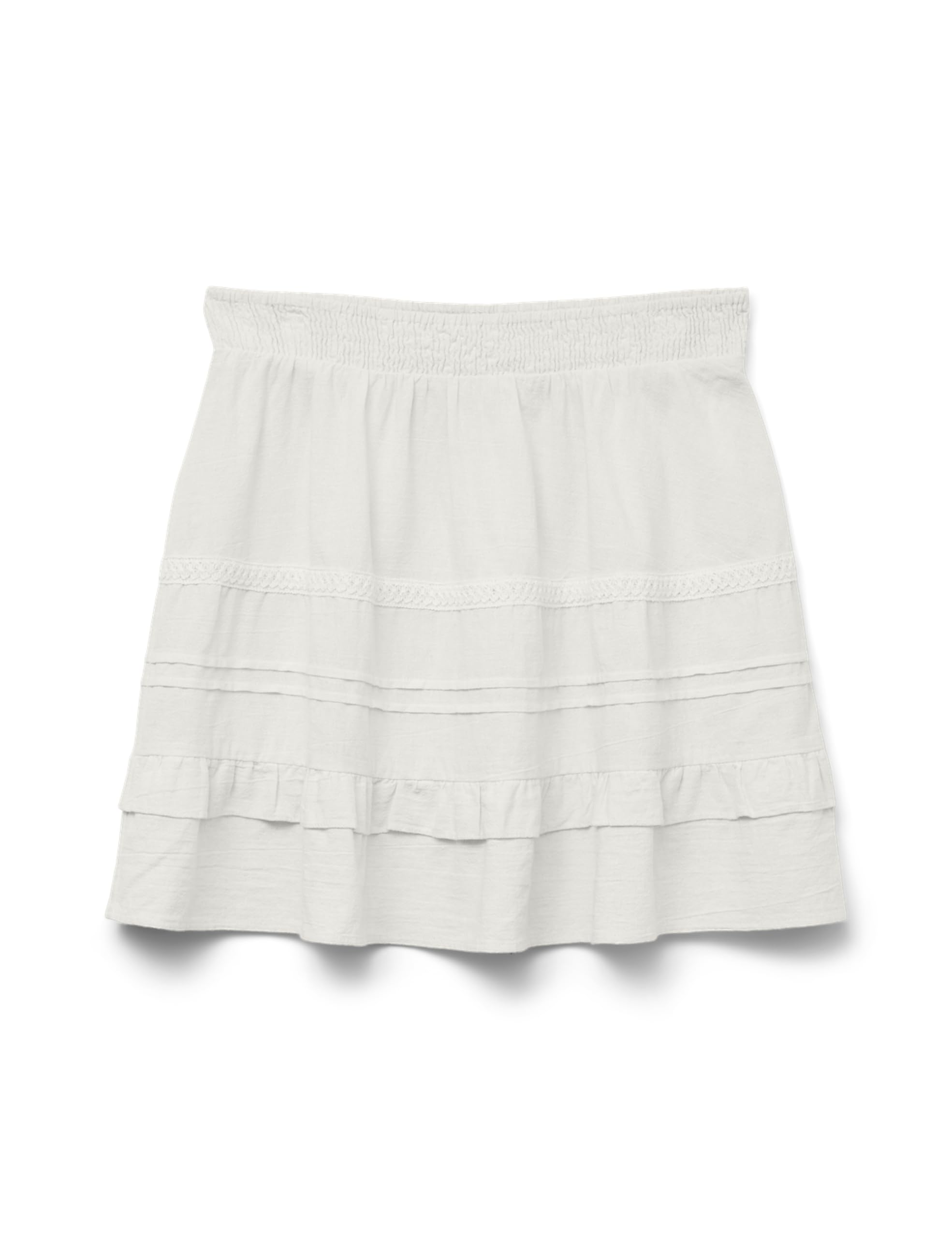 VERO MODA Damenrock mit elastischem Bund und Rüschenlagen