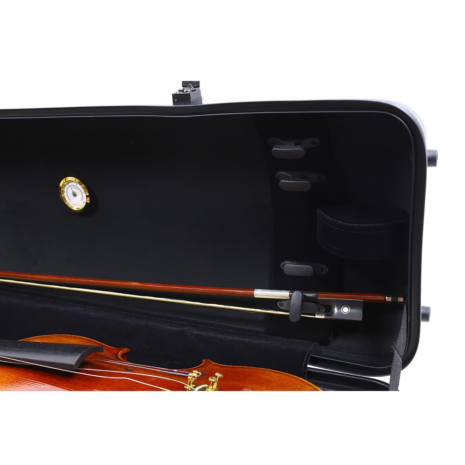 Custodia per violino 4/4 Full size ad alta resistenza in fibra di carbonio guscio rigido manici durevoli stoccaggio interno con cinghie zaino borsa spartiti (nero, serratura a combinazione)