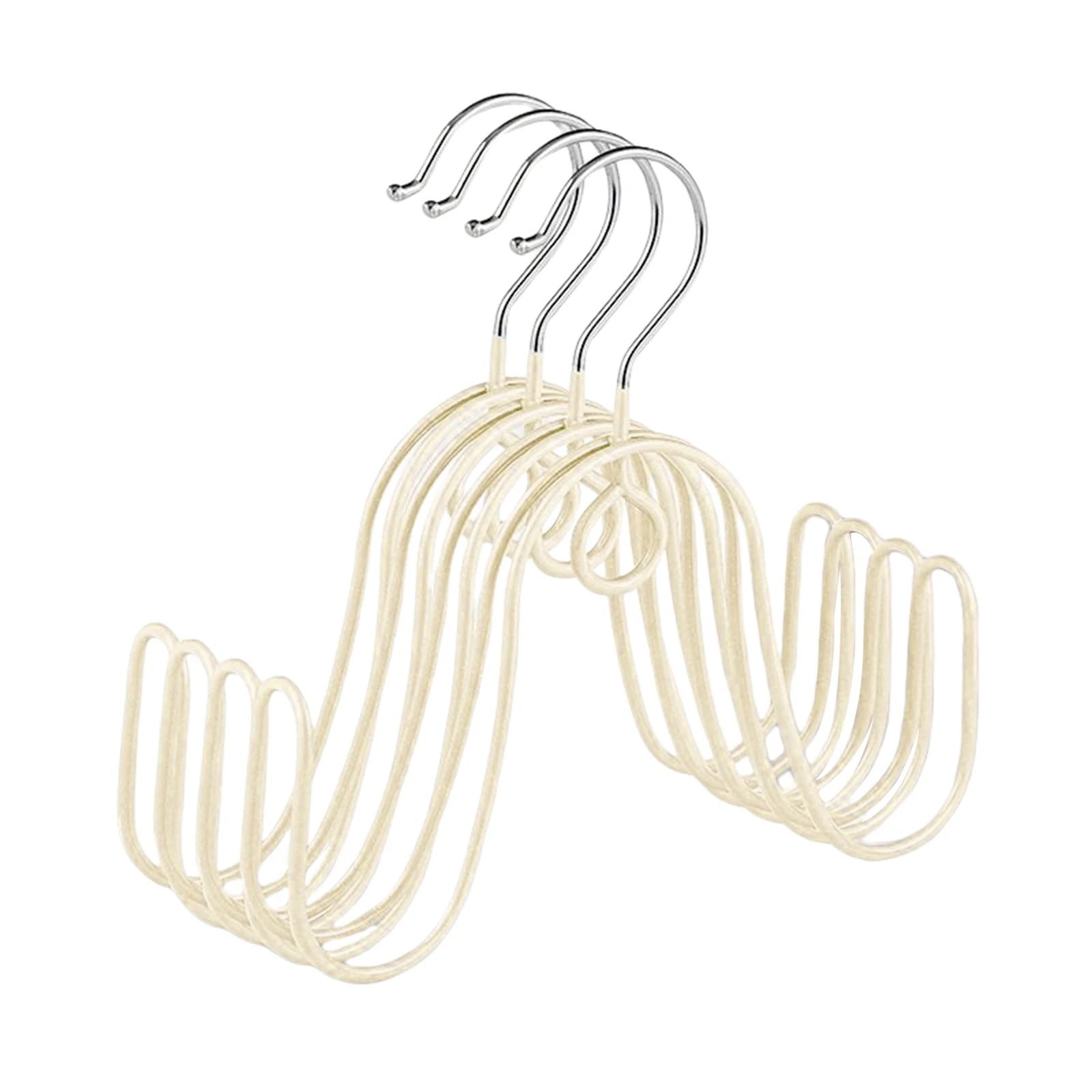 Ilumos 5pcs Plastic Double Hook Shoe Rack - 360-Degree Rotating Hanger For Shoes, Scarves, And Clothes Storage(Apricot)