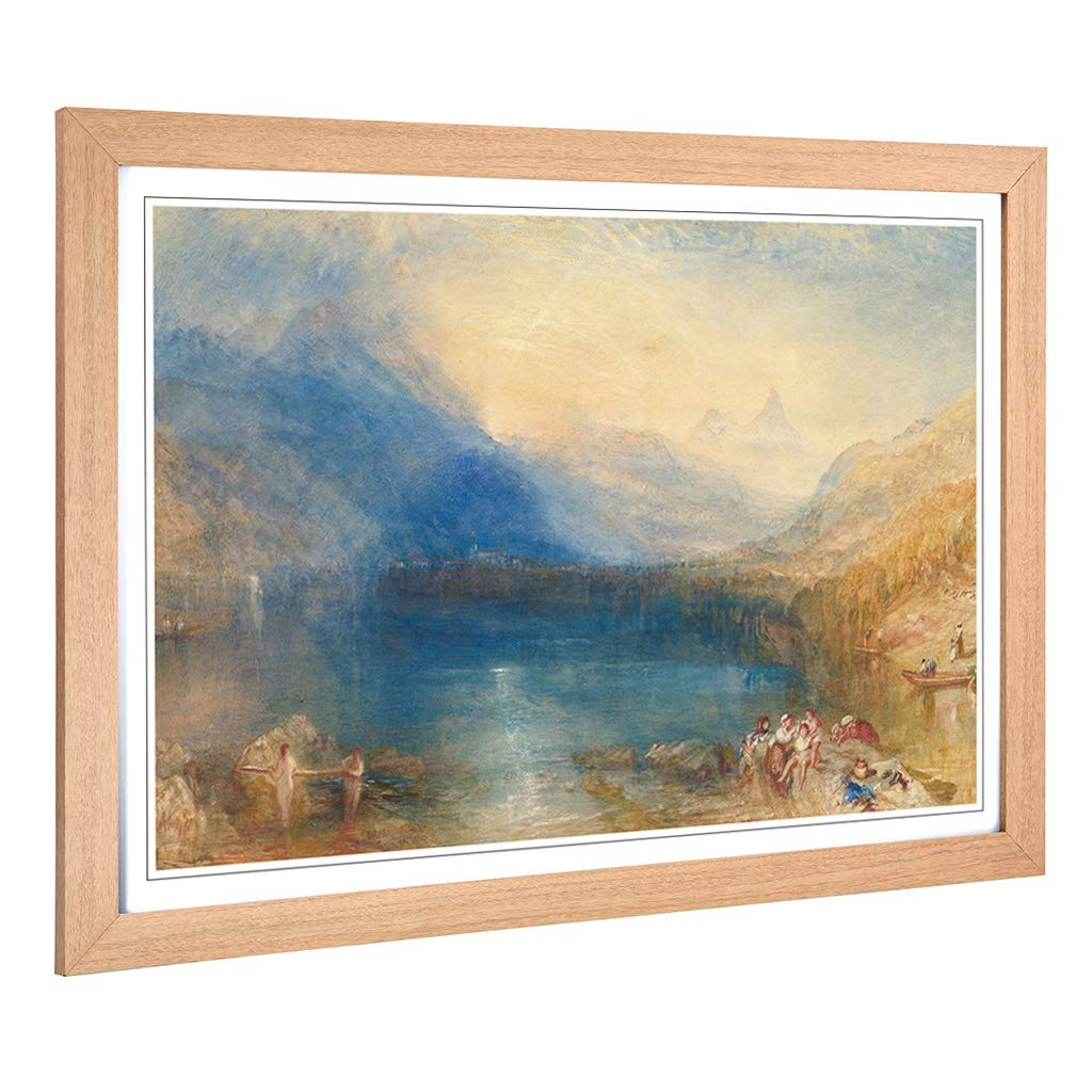 Big Box Art Framed Print of J.M.W (Joseph Mallord William Turner) Lake of Zug Design | Wall Art Picture| Home Decor for Living Room, Bedroom, Office, Oak, A2 / 24.5x18 Inch / 62x45cm