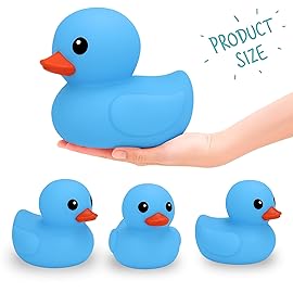 Jumbo Rubber Duck Bath Toy - 8 Giant Ducks Big Duckie Baby Shower Birthday Party Favors (Blue)