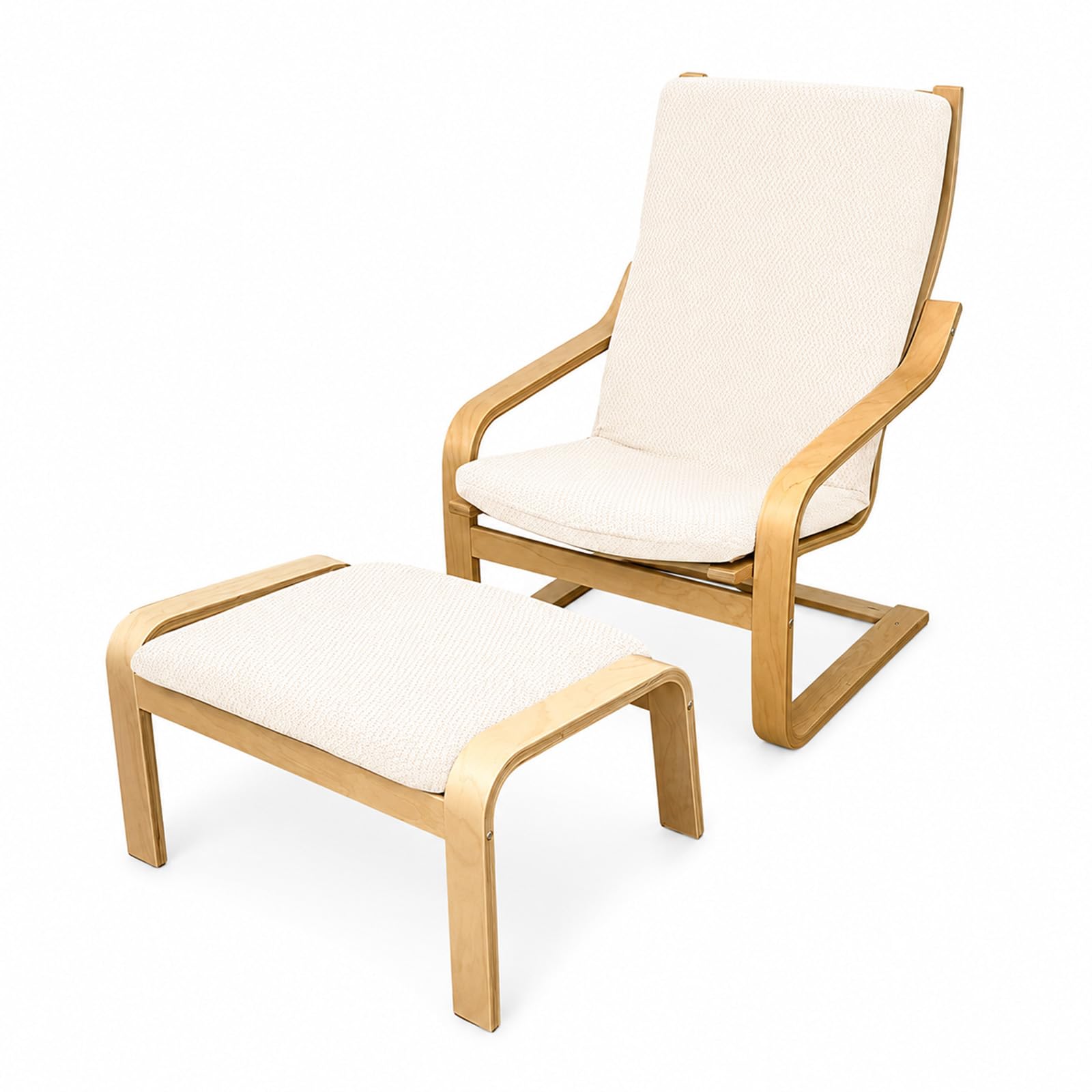 Chair Cover Set of 2 for Poang Chair - Stretch Replacement (Beige)