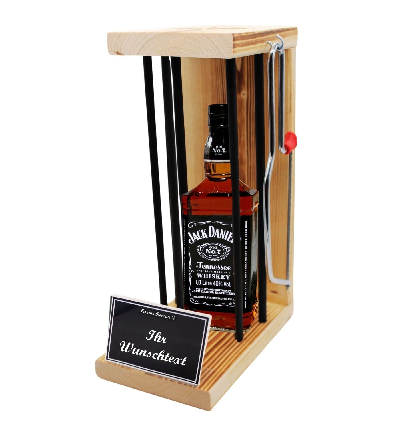 Personalisierte Geschenke für Männer Frauen Geschenkidee - Eiserne Reserve Black Edition Whiskey J.Daniel Whisky (1 x 0.70 l) incl. Notsäge - Papa Mama Geburtstag Hochzeit