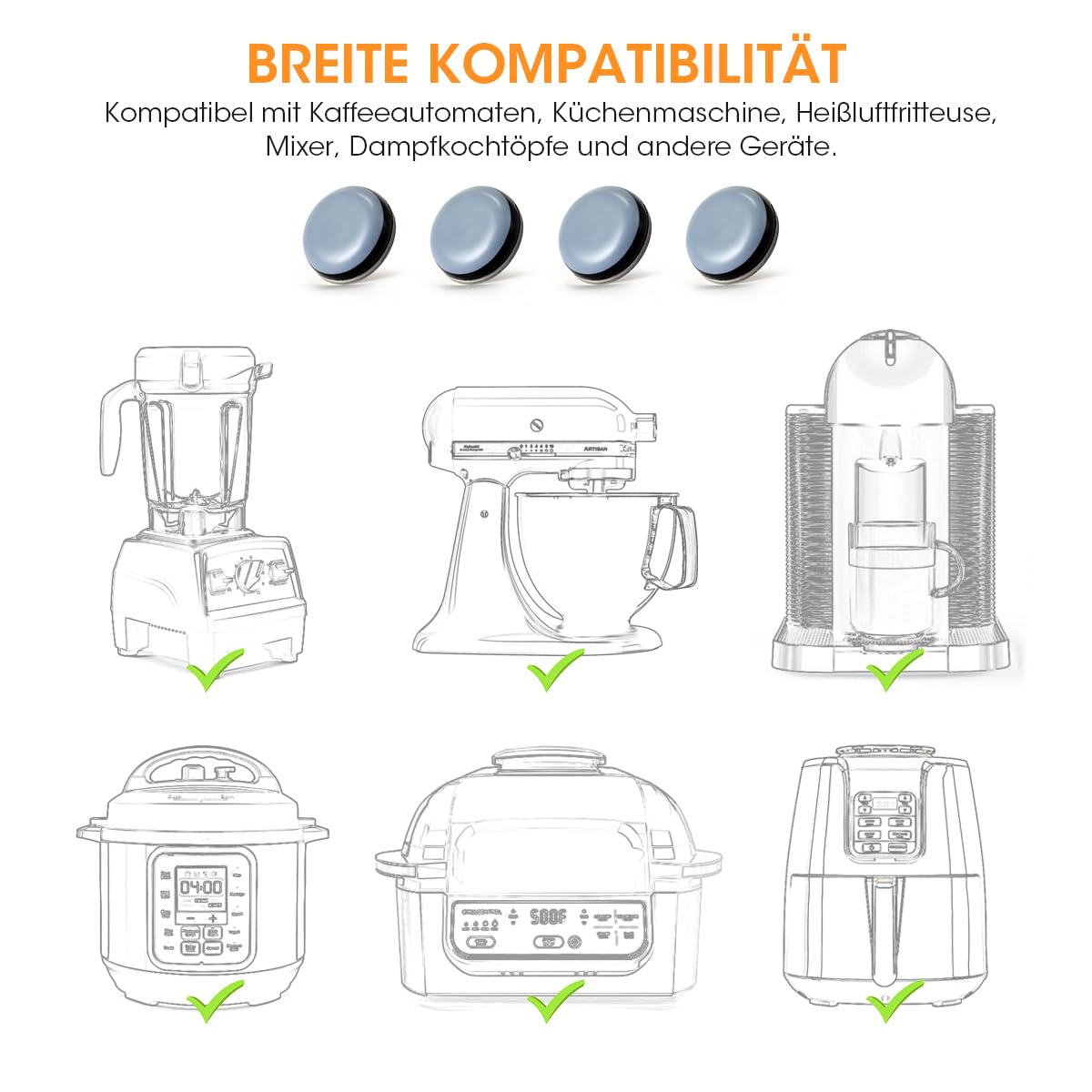 Aieve Unsichtbares Gleiter, 24 Stück, Magischer Teflon-Schieber, für die meisten Arbeitsplatten, kleine Küchengeräte, Kaffeemaschine, Luftfritteuse, Mixer und mehr, leicht zu bewegen und platzsparend
