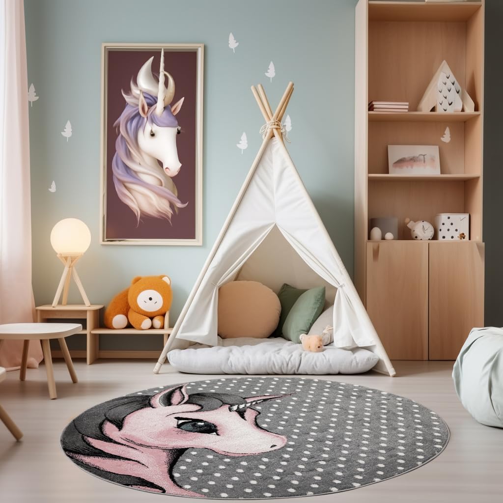 SIMPEX Alfombra Infantiles, diseño de Unicornio, Alfombra Rosa, 160 x 230 cm, Alfombras para niños, Alfombra habitación Infantil