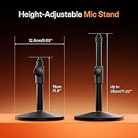 Vista 8 de MAONO PD200W Micrófono inalámbrico híbrido para podcast para PC, micrófono dinámico XLR USB con soporte de escritorio (PD200W+receptor Lightning)