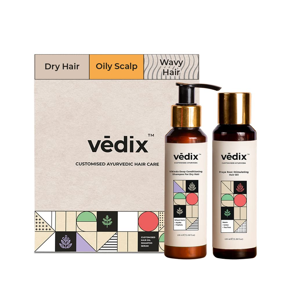 Vedix Ayurvedic Hair Care Combo Pack - Customized Oil and Dry Shampoo for Dry Hair With Oily Scalp & Wavy or Curly Hair - 200 ml-image-32