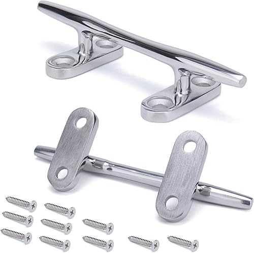 Muzata 2Pack Boat Cleat Open Base Cleat Dock Cleat Mooring Accessories T316 Marine Grade Stainless Steel Deck Hardware with Screws BH02, Series BH1