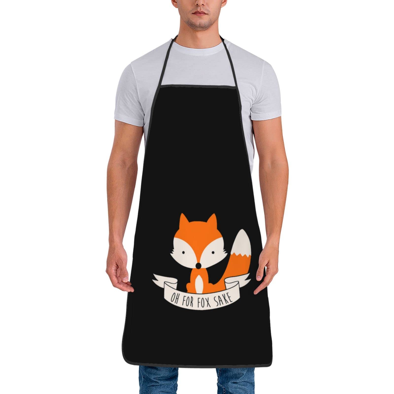 AOOEDM Oh For Fox Sake Unisex Adjustable Apron Waterproof With Pocket Chef'S Kitchen Apron