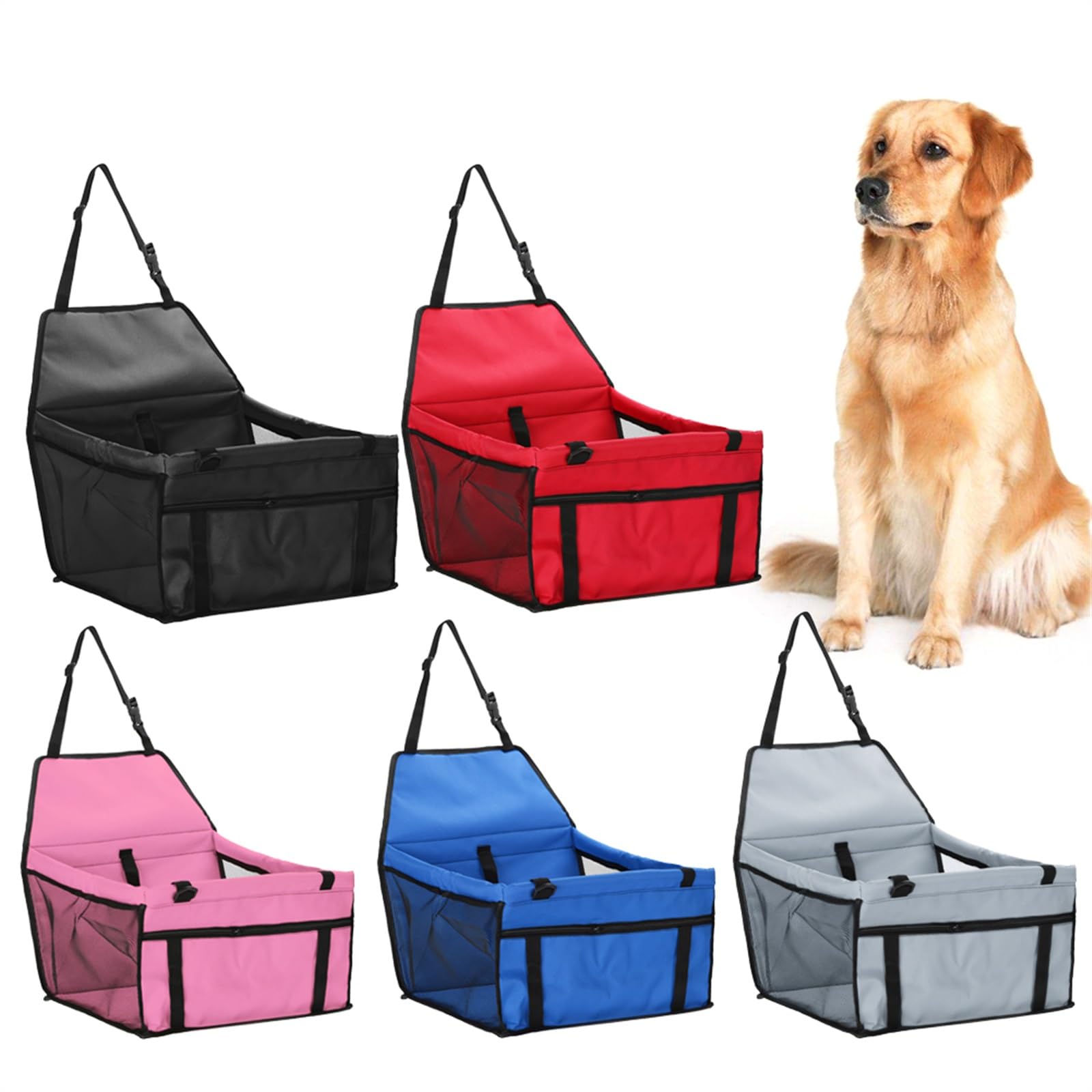 ochraniacz samochodowy Pet Dog Back Bag Składane siedzenie samochodowe dla psa Poduszka Przenośne akcesoria podróżne do samochodu Koc dla psa(Pink)