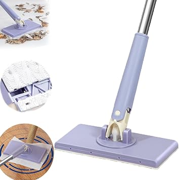 Automatic Cloth Changing Mini Mop,Hands-Free Mini Mop Compatible With Face Towels,Hand-Free Wash Rotating Mop,Push-Pull Handle Design Mop,Wet Dry Mops For Floor Cleaning,With 2 Cloth 36.61in