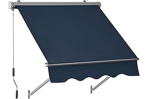 MCombo Patio Window Awning: 2-Pack 50'' x 55'' Dark Blue Outdoor Sunshades