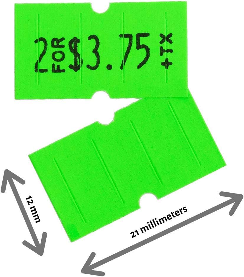Perco 2216 Etichette Prezzo Adesive Per Pistole Garvey 22-66/22-77/22-88 - Verde Fluorescente, 1 Manicotto, Stampa A Due Linee