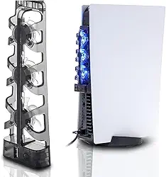 Ventilador de Resfriamento para PS5, 3 Ventoinhas LED, 5500 RPM, Compatível com PlayStation 5 Digital e Ultra HD