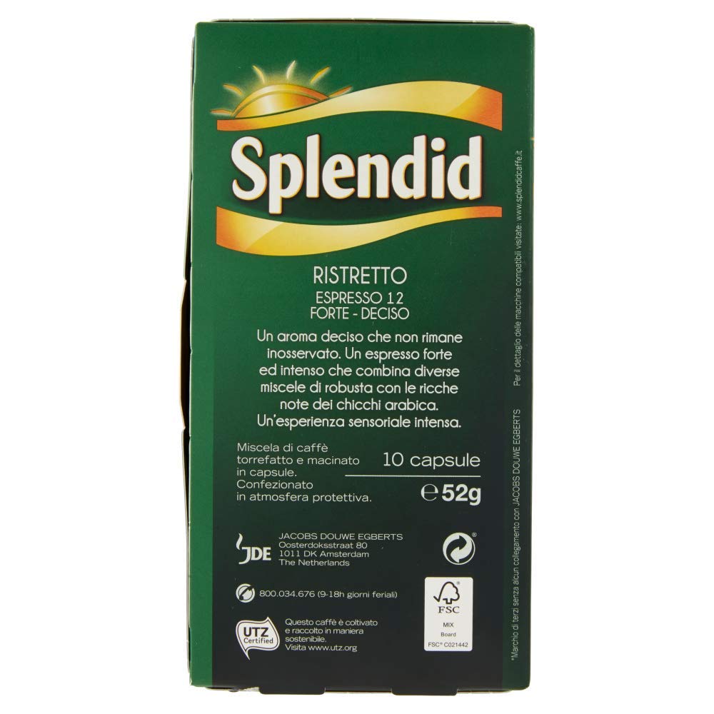 Splendid Ristretto - Cápsulas de café expreso - 100 cápsulas - Intensidad 12 | 10 paquetes de 10 unidades de aluminio compatibles con máquinas Nespresso®* Original