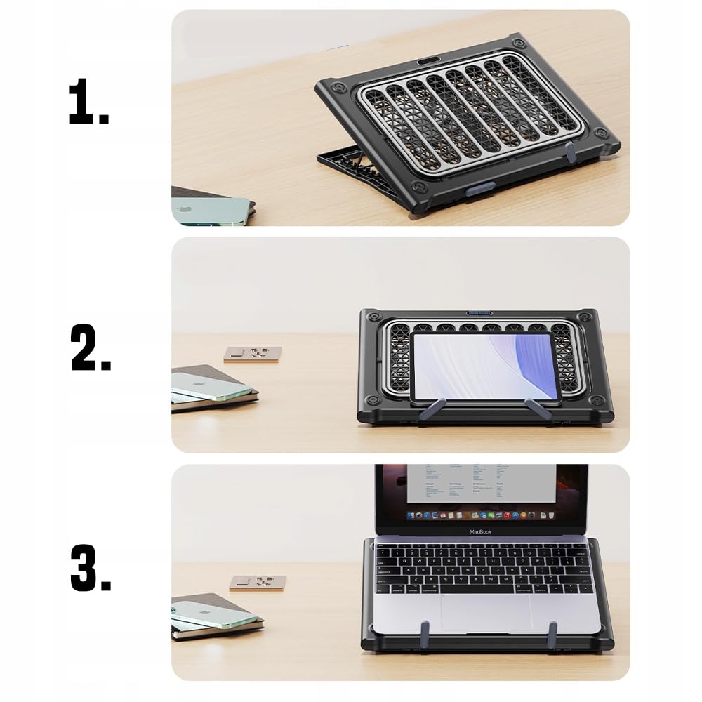 EXG C400 - 2 ventole, 6 livelli di inclinazione, funzionamento USB, per laptop fino a 17", silenzioso 23 dB, ABS e metallo