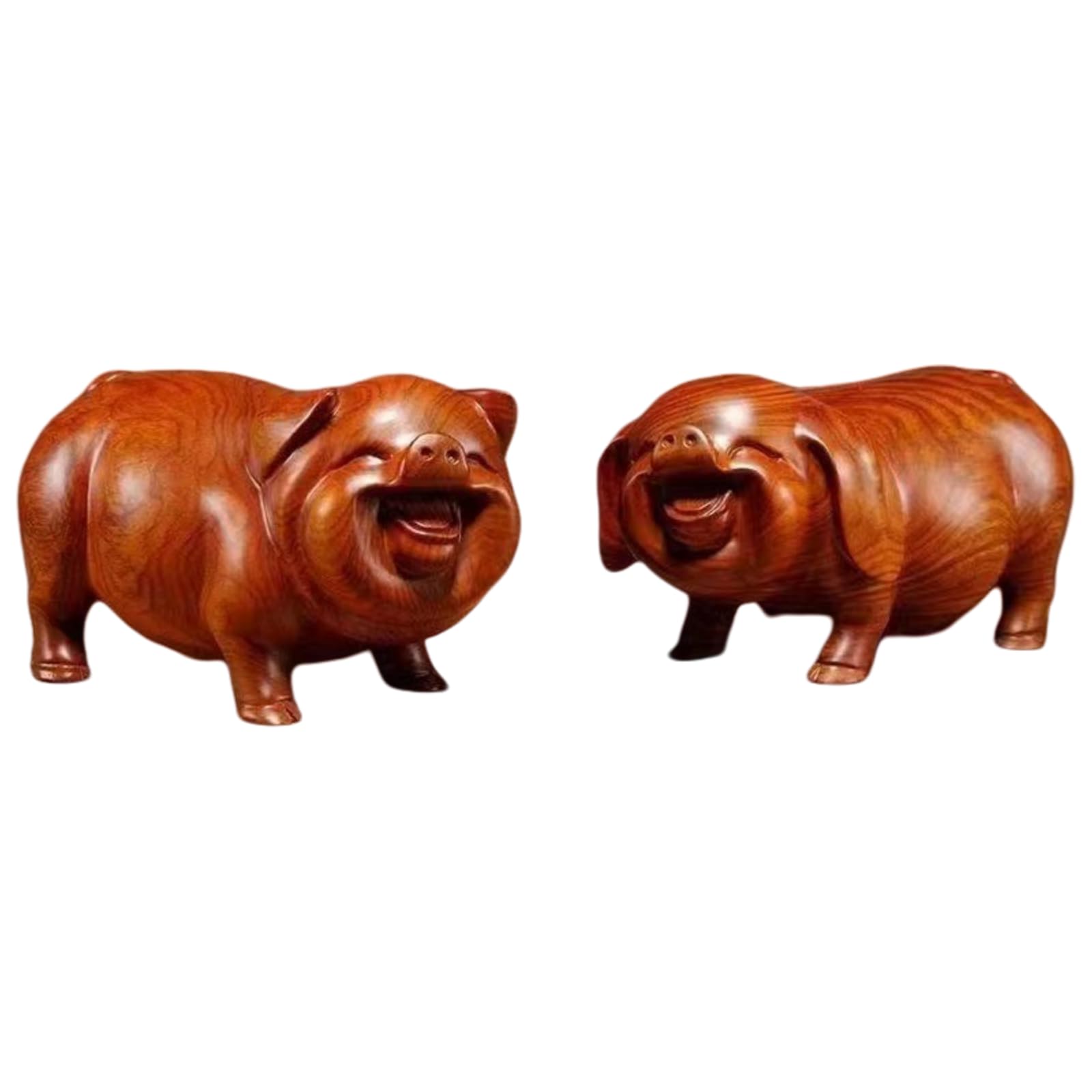 Atotllaf Rosewood Wooden Toys Two Carved Cute Pig Crafts Chinese Zodiac Ornaments Home Decor 10Cm