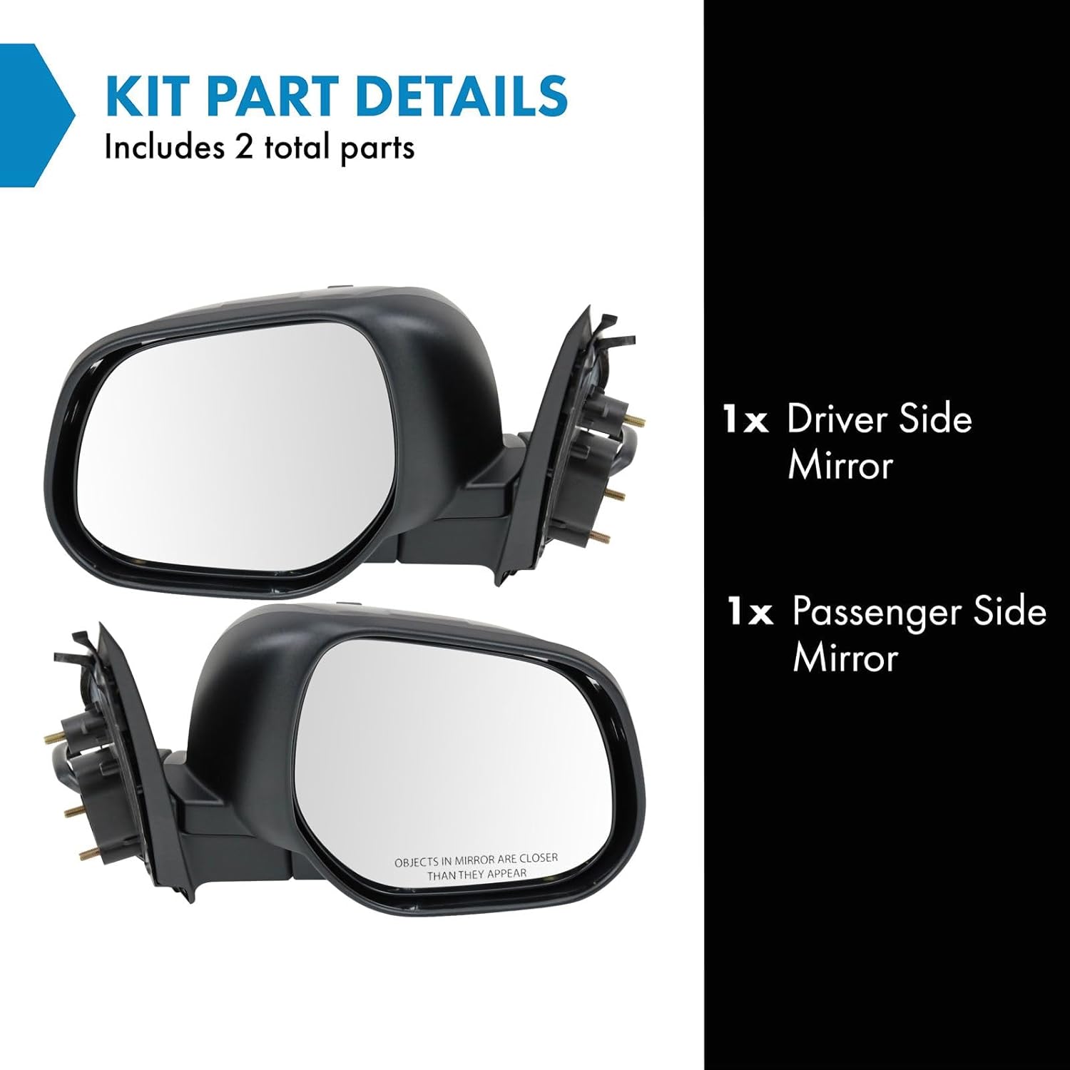 TRQ Driver and Passenger Side Mirror Assembly Set Power Heated Textured Smooth Paint to Match Compatible with 10–24 Mitsubishi Outlander 11–24 Outlander Sport