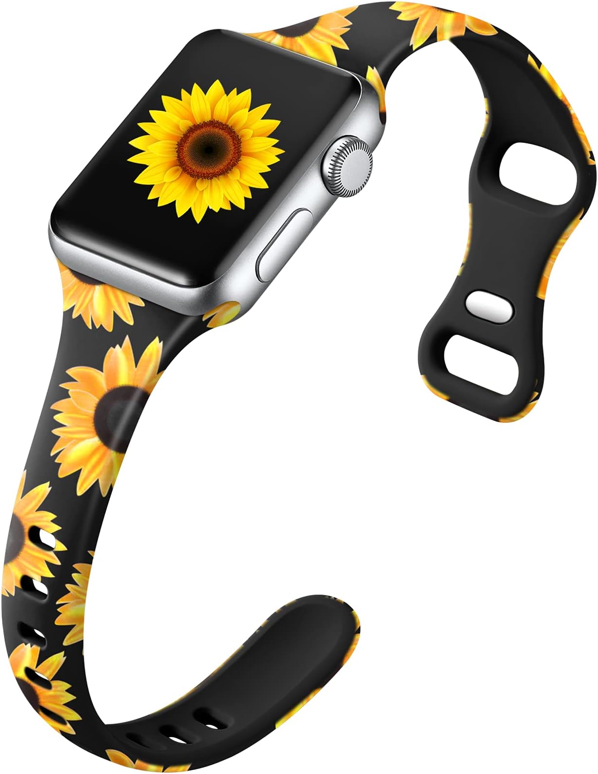 WitzonThin Bands Compatible with Apple Watch Band 40mm 38mm 41mm for Women, Fadeless Floral Cute Printed Slim Silicone Sport Replacement Wristbands for iWatch SE Series 7 6 5 4 3 2 1 Smart Watch