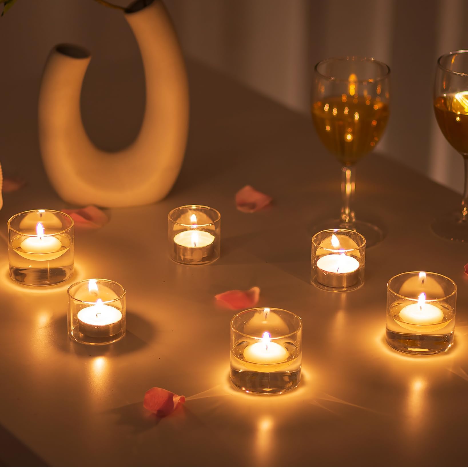 Romadedi Lot de 48 photophores en verre transparent pour petits centres de table, décoration de mariage, fête, dîner, décorations d'intérieur, festivals, Noël