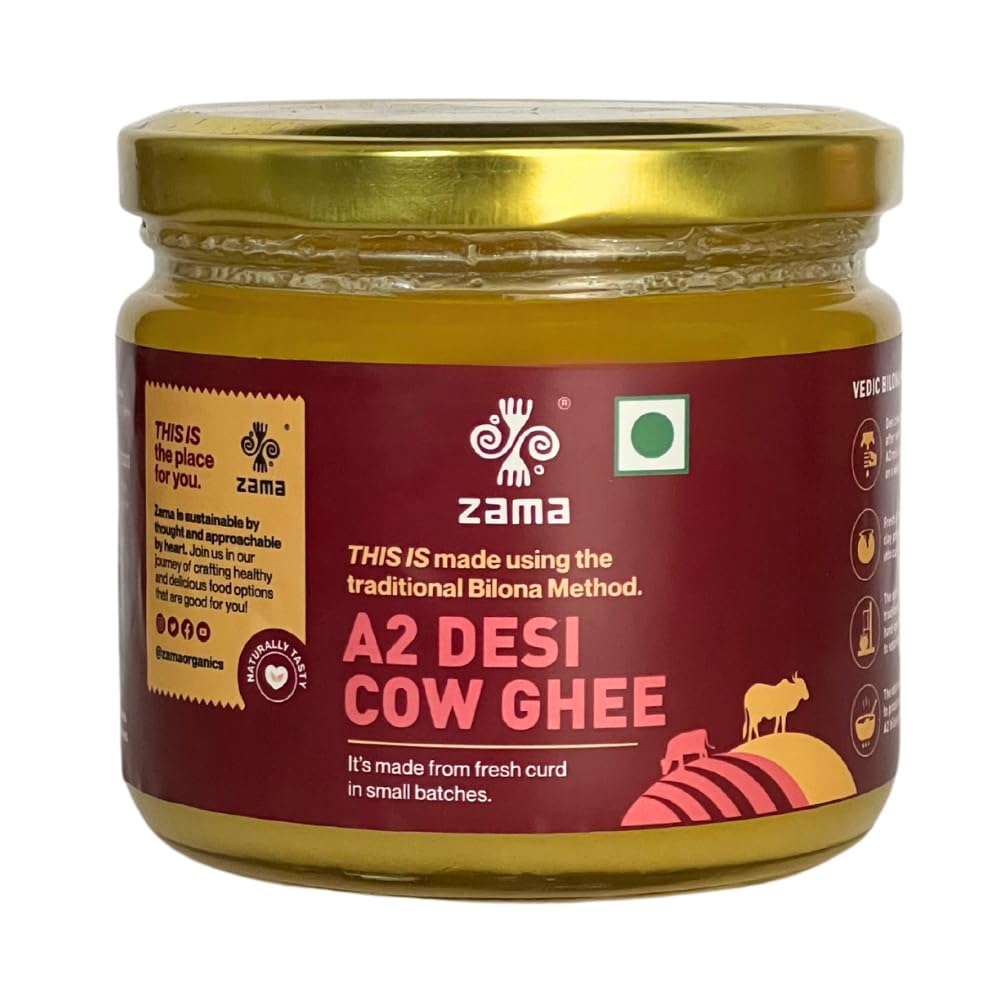 Zama Organics A2 Desi Cow Ghee 250 ml | Vedic Bilona method ghee | 100% Pure & Natural | Handmade Curd churned | Grassfed, Cultured, Premium & Traditional Ghee (B0CW1TD3GK) Amazon Price History, Amazon Price Tracker