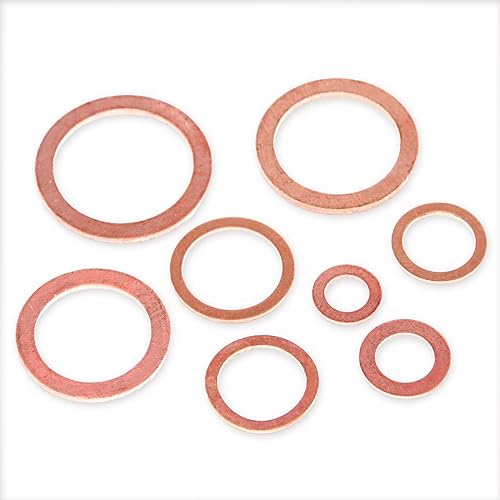 Miniatura 4 de Swpeet Kit surtido de 165 arandelas de sellado métricas de cobre de 8 tamaños, incluye M6 M8 M10 M12 M14 M16 M18 M20 perfecto para conexiones