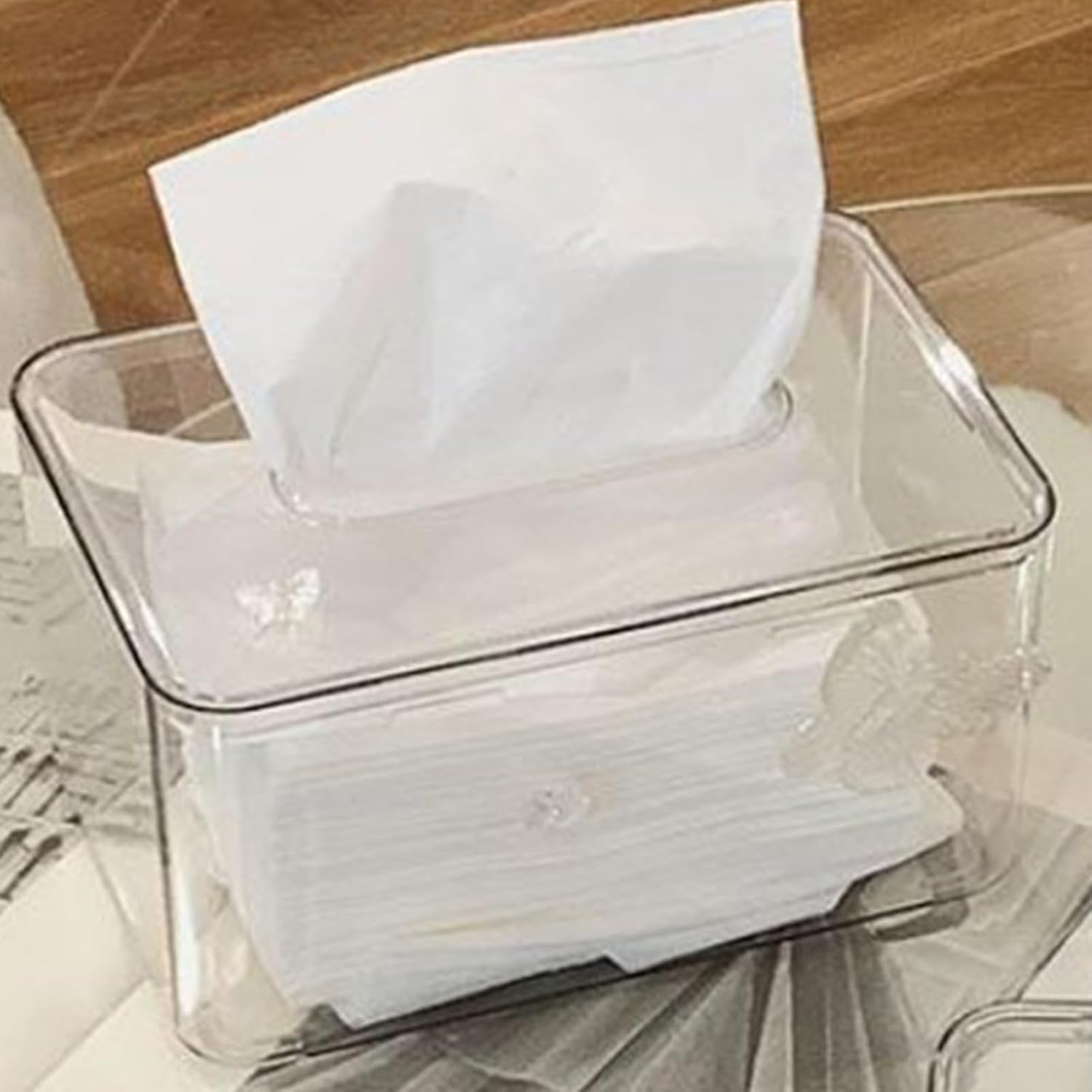 Tissue Box Holder, Transparent, PET Material, 7.8-11.6oz image 3