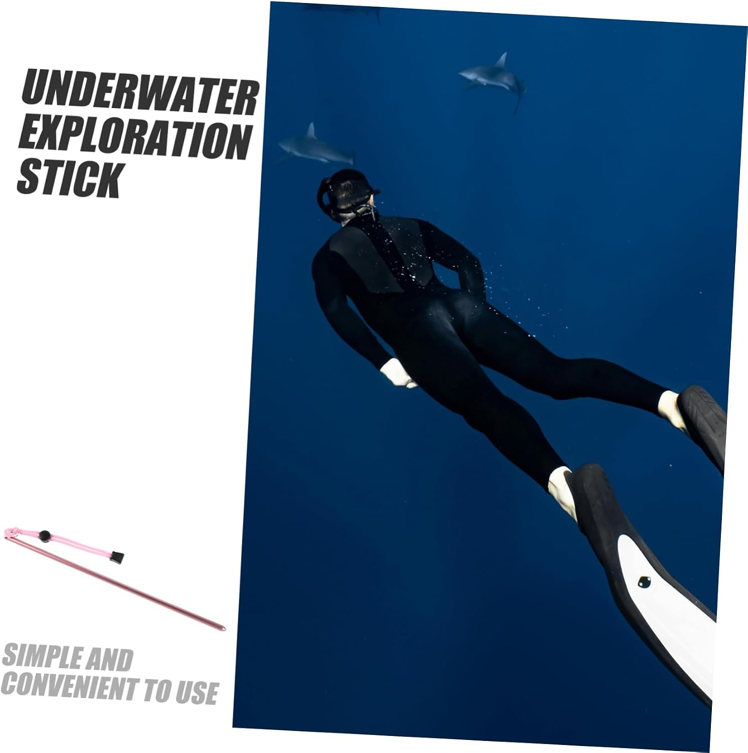 Aluminum Diving Stick with Hand Strap Underwater Exploration Rod for Scuba Diving Diving Probe and Bottle Knocker Essential Scuba Tool Diving Safety Gear