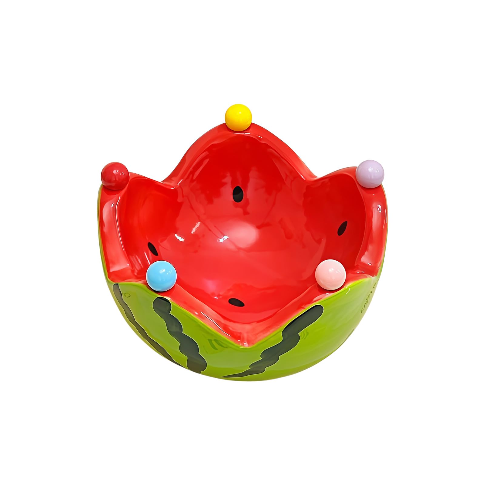 Tsophreniq Lovely Ceramic Fruit Bowl in Watermelon Design with 5 Safe Forks for Gatherings Stainless Steel Forks Set