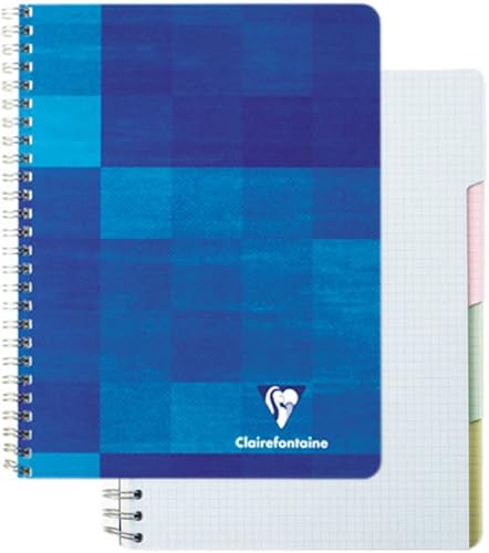 Clairefontaine Cuaderno encuadernado con 4 pestañas, 112 hojas, 8 14 x 11 34, se vende individualmente (color de cubierta surtido elegido al azar)