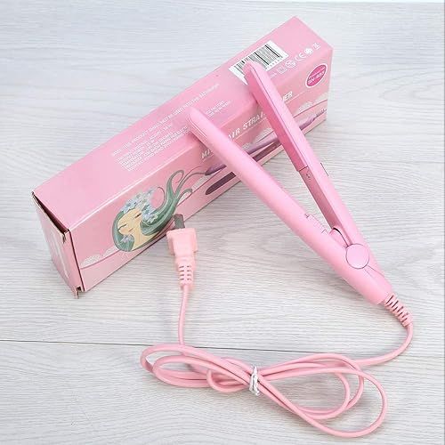 Miniatura 3 de Plancha para el cabello, rizador de plancha plana, plancha PTC de 25 W y rizador en una mini plancha de pelo (rosa, enchufe de EE. UU.)