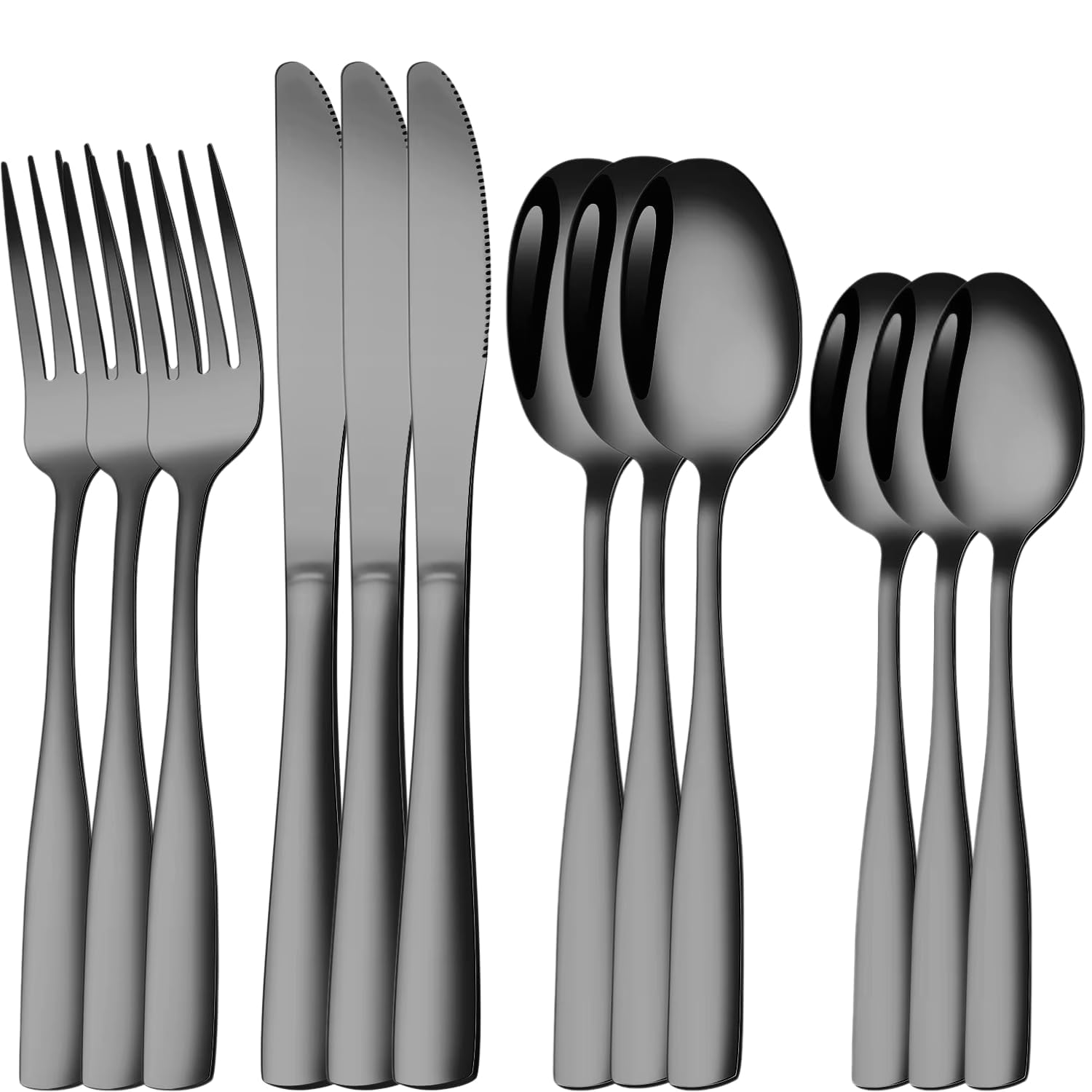 Naidev Silverware Set for 3, 12-Piece 18/10 Stainless Steel Flatware Set,Forged Cutlery Set Matte Finish for Home,Restaurant and Parties, Dishwasher Safe.