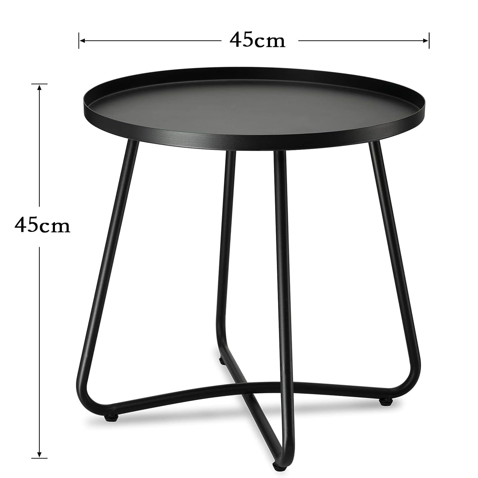 danpinera Outdoor Side Table, balkontisch mit rutschfesten Kanten, gartentisch klein, beistelltisch Outdoor für Terrasse, Hof, Balkon, Garten, wetterfestes Material, Schwarz