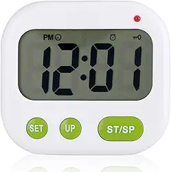 Despertador digital LCD com vibração musical, despertador digital compacto, temporizador eletrônico de cozinha com luz de fundo para quarto
