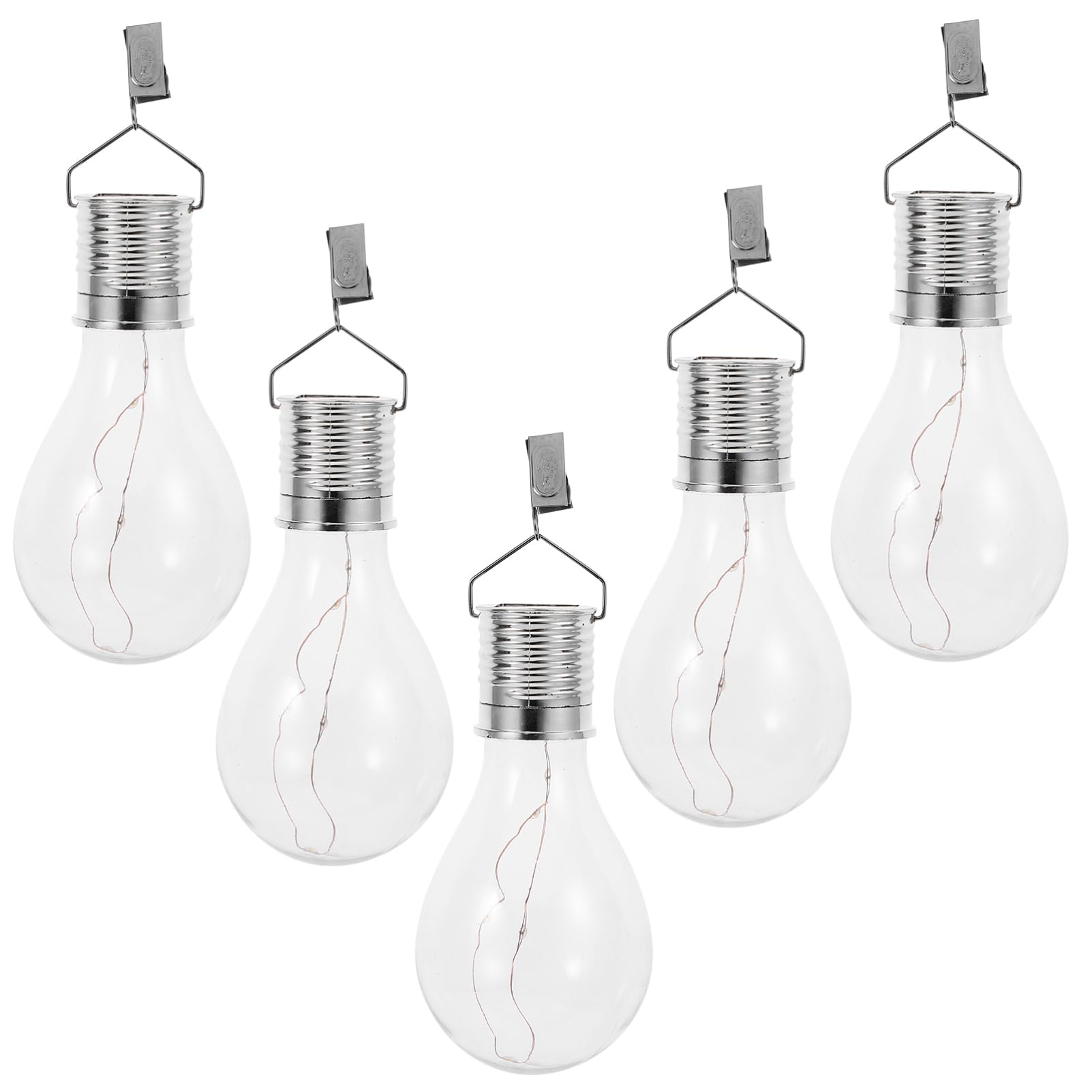 HOMSFOU Individual Solar Light Bulbs: 5 Pack Waterproof Hanging Solar Lights Led Bulbs for Outdoor Garden Patio Party (White)