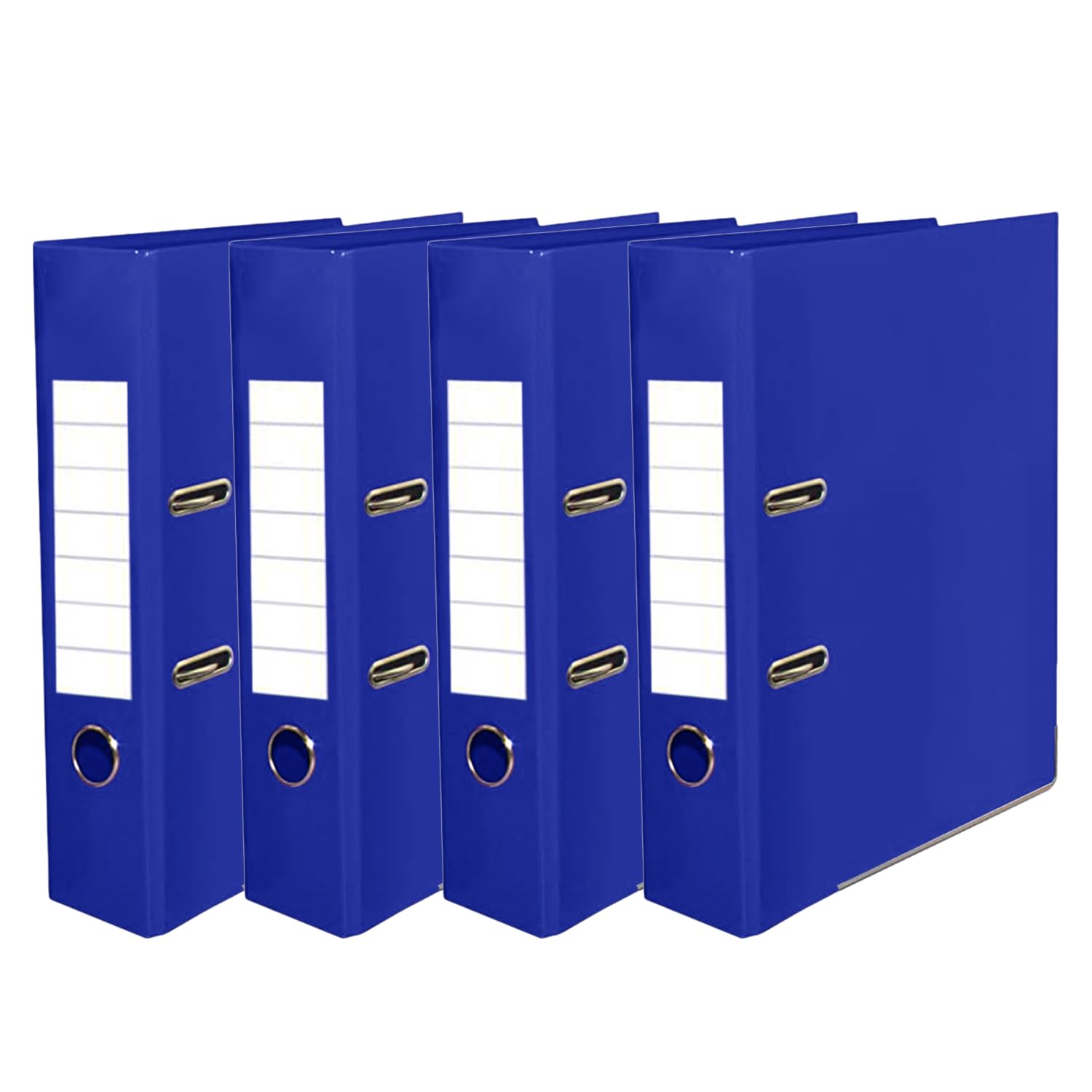 (Pack of 4) - A4 Lever Arch Files 72mm Large Spine Hold Up to 500 Sheets Metal 2-Ring and Thumb Hole File Folders Made from Cardboard Document Classification & Storage Stationery Essentials (Blue)