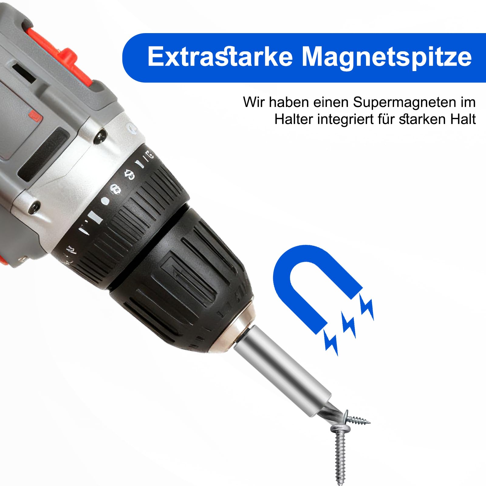 5 Stück Hochwertiger Bithalter Magnetisch, Bit Verlängerung, Schnellwechsel Bithalter 1/4", 60mm aus Edelstahl Starke Bit halter Magnetisch, Bohrerbitbefestigung