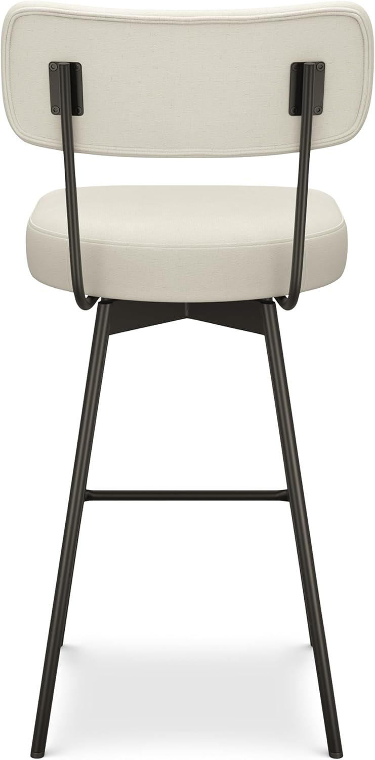 Natural Linen and Metal Swivel Bar Stool Set