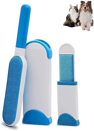 CRENTILA Hair Remover Brush, Dog & Cat Hair Remover Lint Brush with Self-Cleaning Base Efficient Double Sided Animal Best Pet Hair Remover Brush for Removing Pet Hair [Premium Edition]