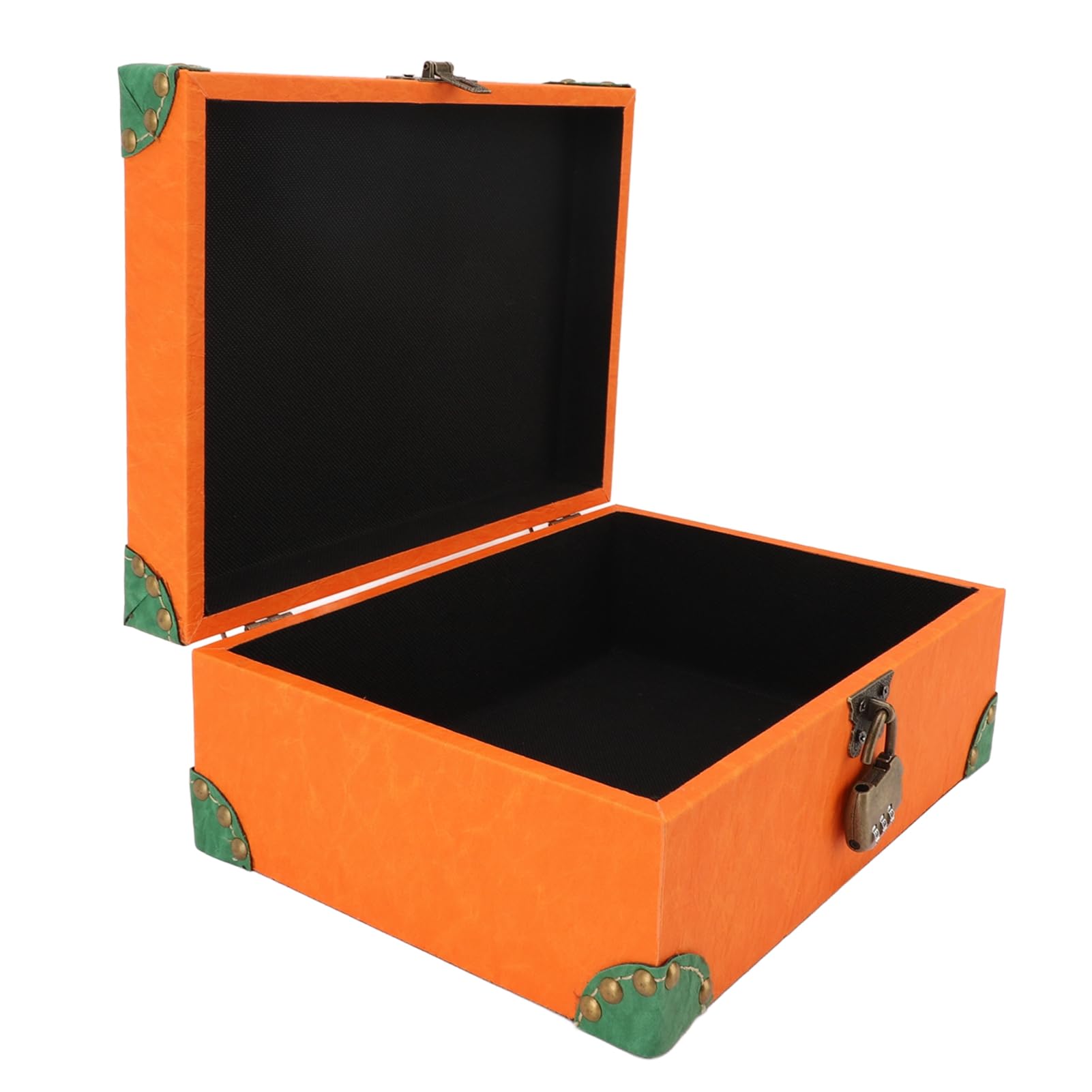 Ejoyous Cofre del Tesoro Caja de Almacenamiento de Recuerdos de Joyas de Cuero de Madera 27 X 20,5 X 11 Cm Caja Cuadrada Hecha a Mano con Cerradura para Dormitorio Sala de Estar Oficina Estudio