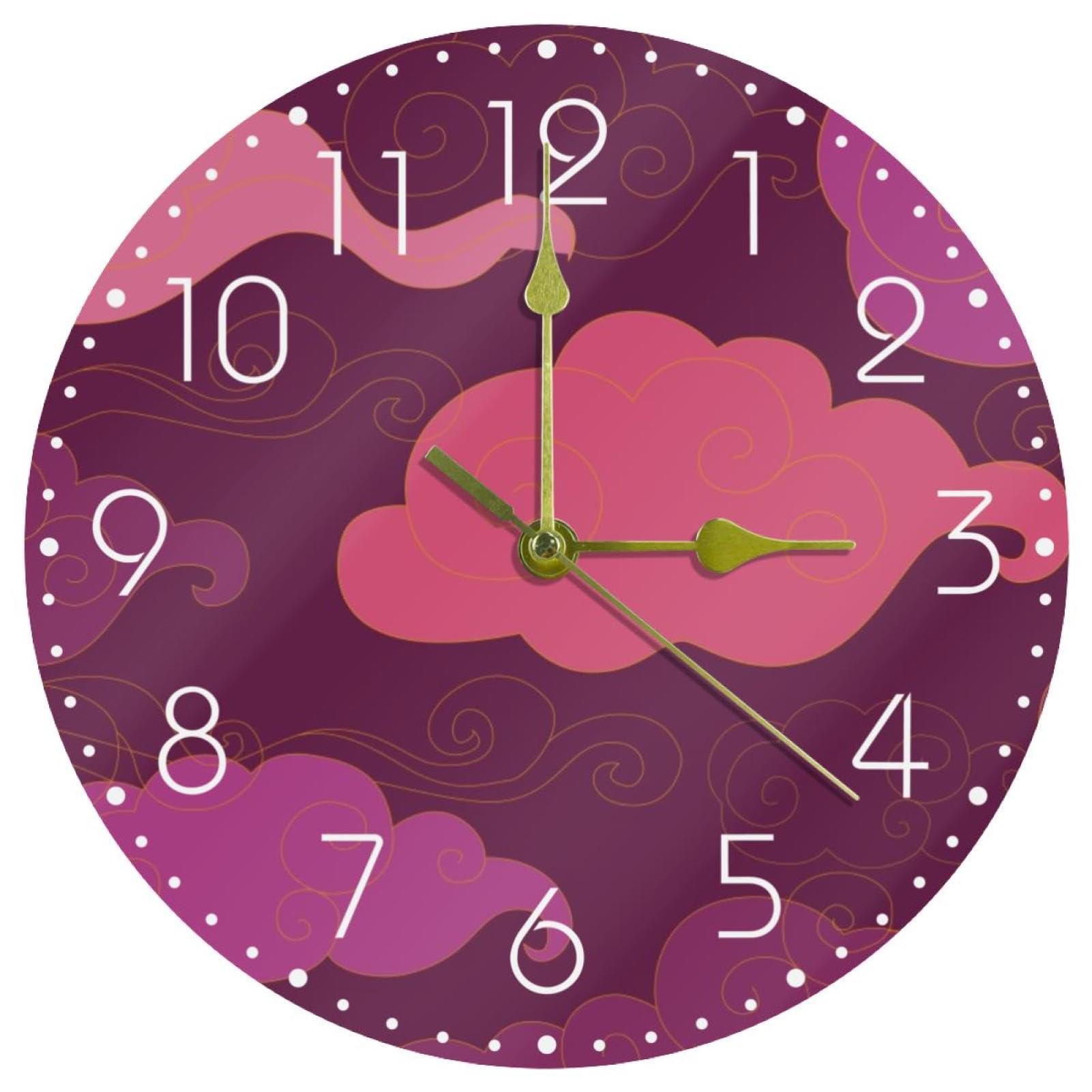 Horloge murale violette de 25,4 cm parfaite pour décorer le salon et la cuisine