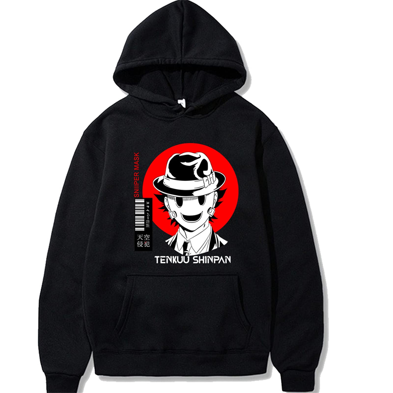 Keephen Men's Black High-Rise Invasion Hoodie Sniper Mask Sweatshirts Cosplay Anime Tenkuu Shinpan Hoodie Pullover Sweatshirt For Wo