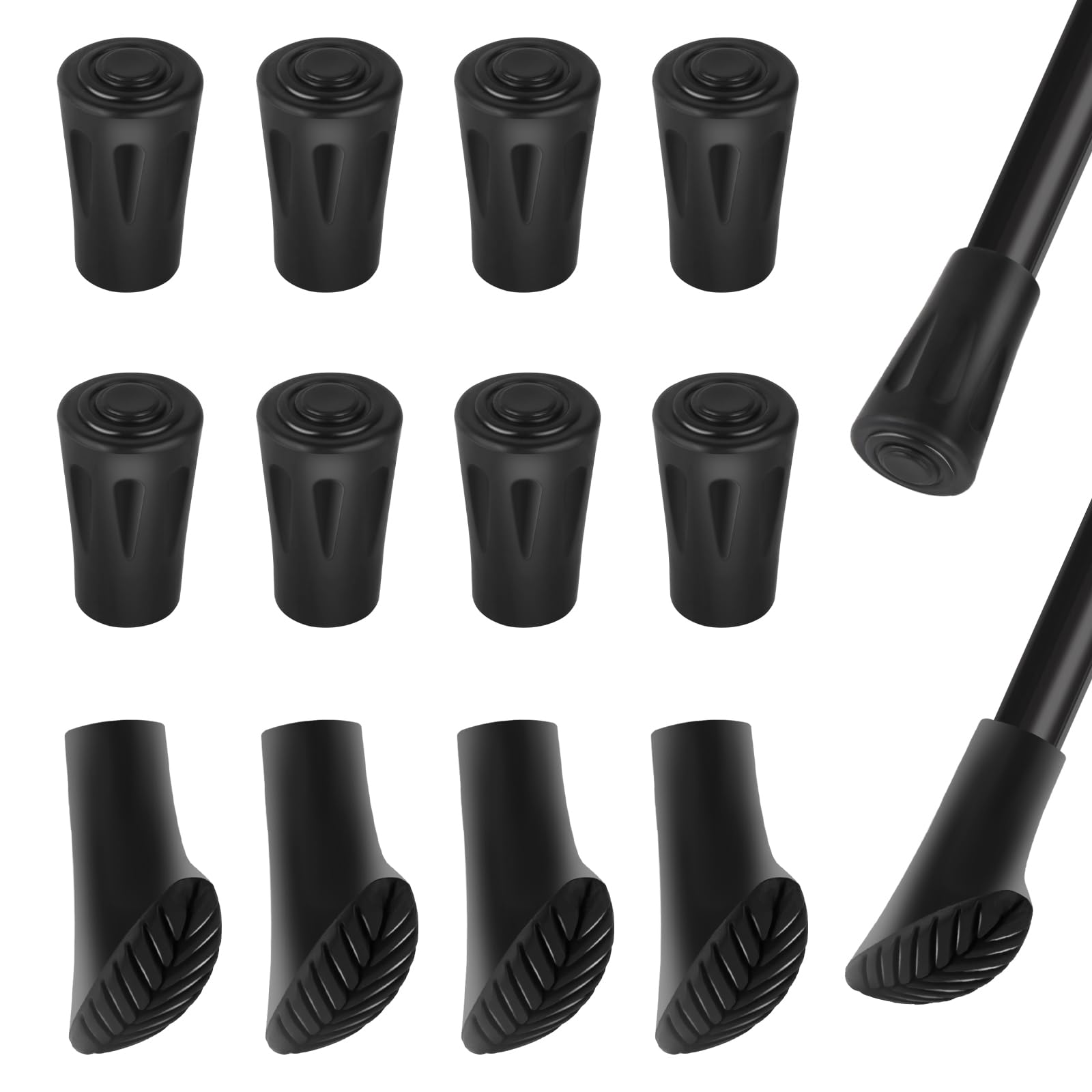 10 Piedini In Gomma Di Ricambio Per Bastoni Nordic Walking – Punta Diametro 11mm – Colore Nero – 5 Paia - 4