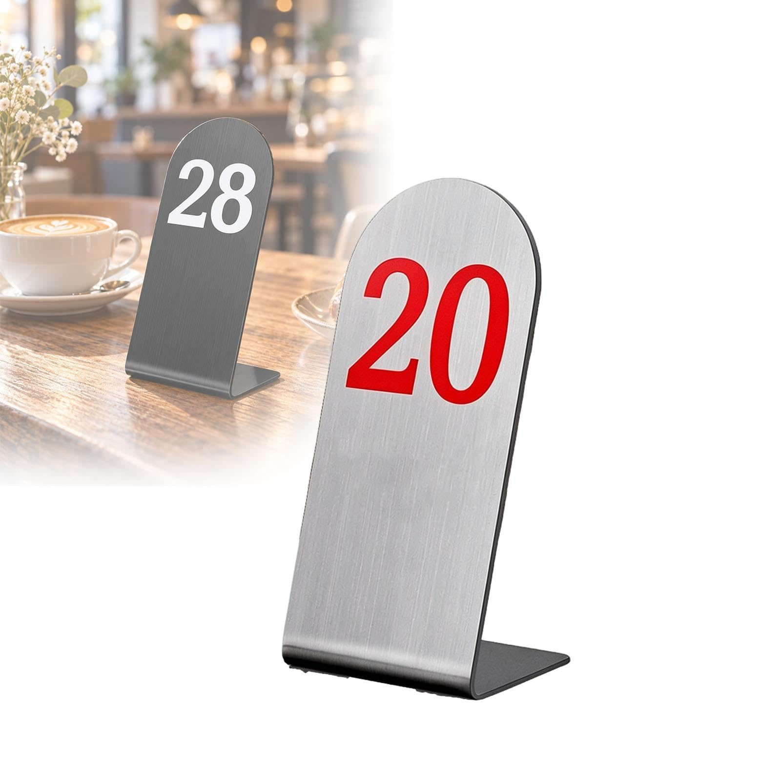 Segnali Numerici Da Tavolo Di Lunghezza 13-17 Cm, Numeri Per Matrimoni Su Un Lato/segnaletica Da Tavolo In Acciaio Inossidabile(Silver-1-100,L 17 CM)