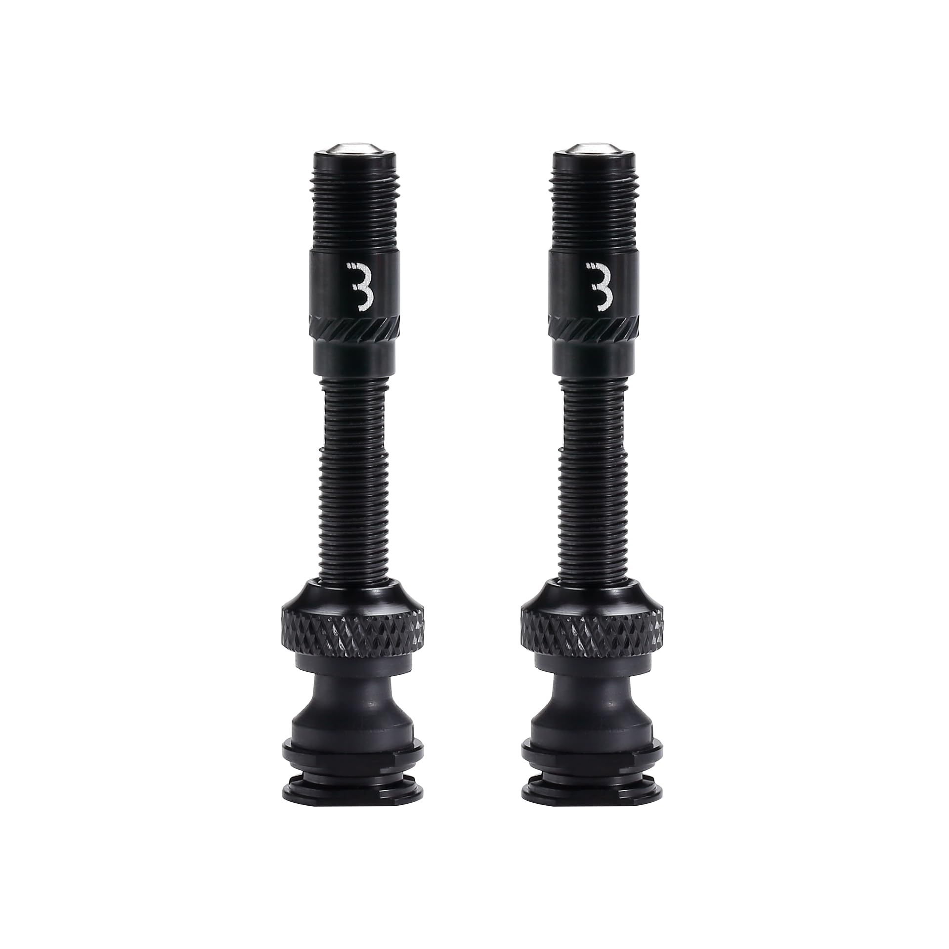 BBB Cycling CoreCap AL Tubeless Valve Set - Lightweight Aluminum - 40mm - 300% More Airflow - Universal Pump Compatibility - 2 Pack - Black - BTI-166 — image 1