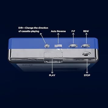 Ezcap Bluetooth Cassette Player, Walkman Tape Player with 3.5mm Jack Headphone and Speaker, Auto Reverse Function, USB Power/AA Battery Power