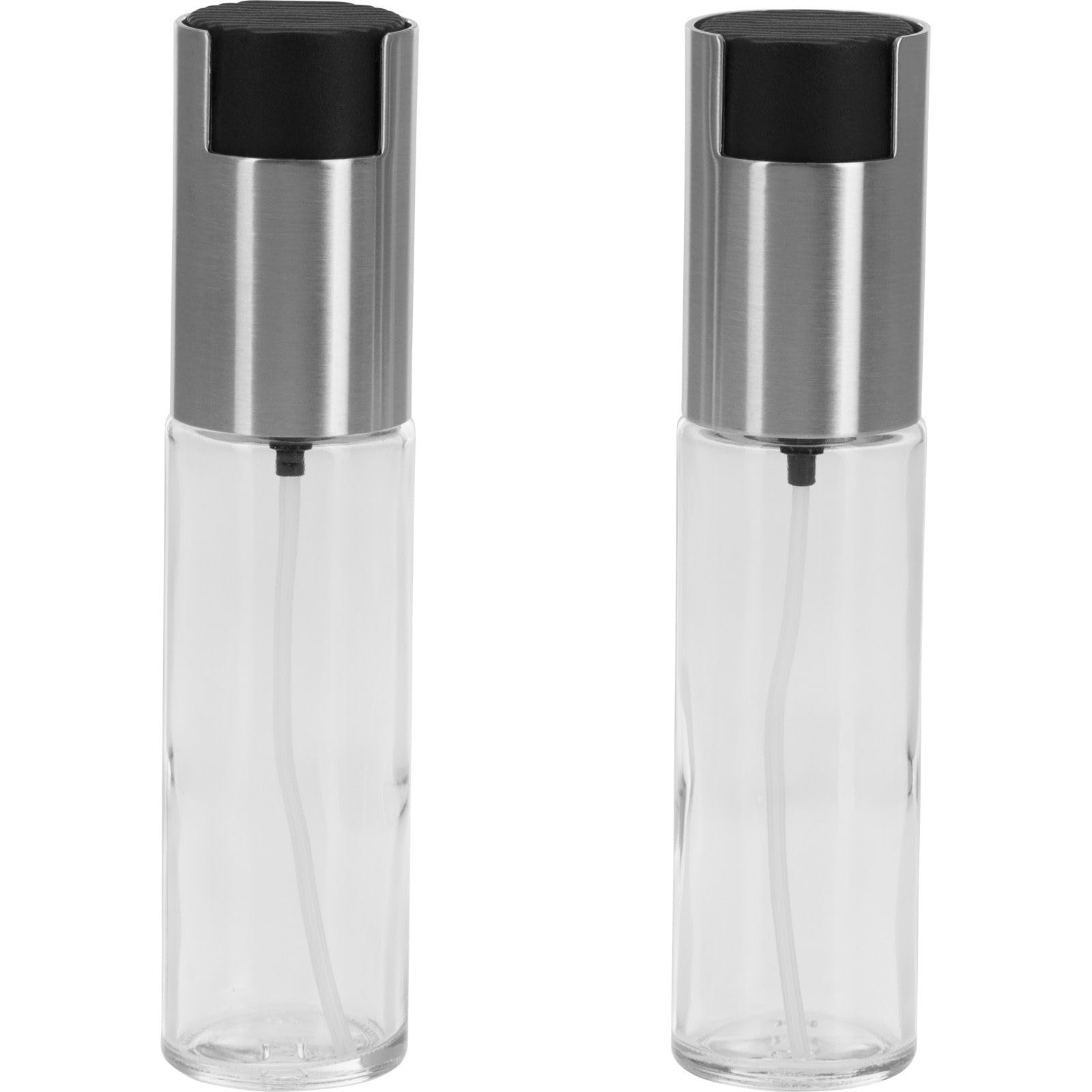 Westmark Set con spruzzini per olio e aceto, Con pompa spray, Capacità: 100 ml l'uno, Altezza: 18 cm, Acciaio inox/Vetro, Colore: Argento/Trasparente, 24362260