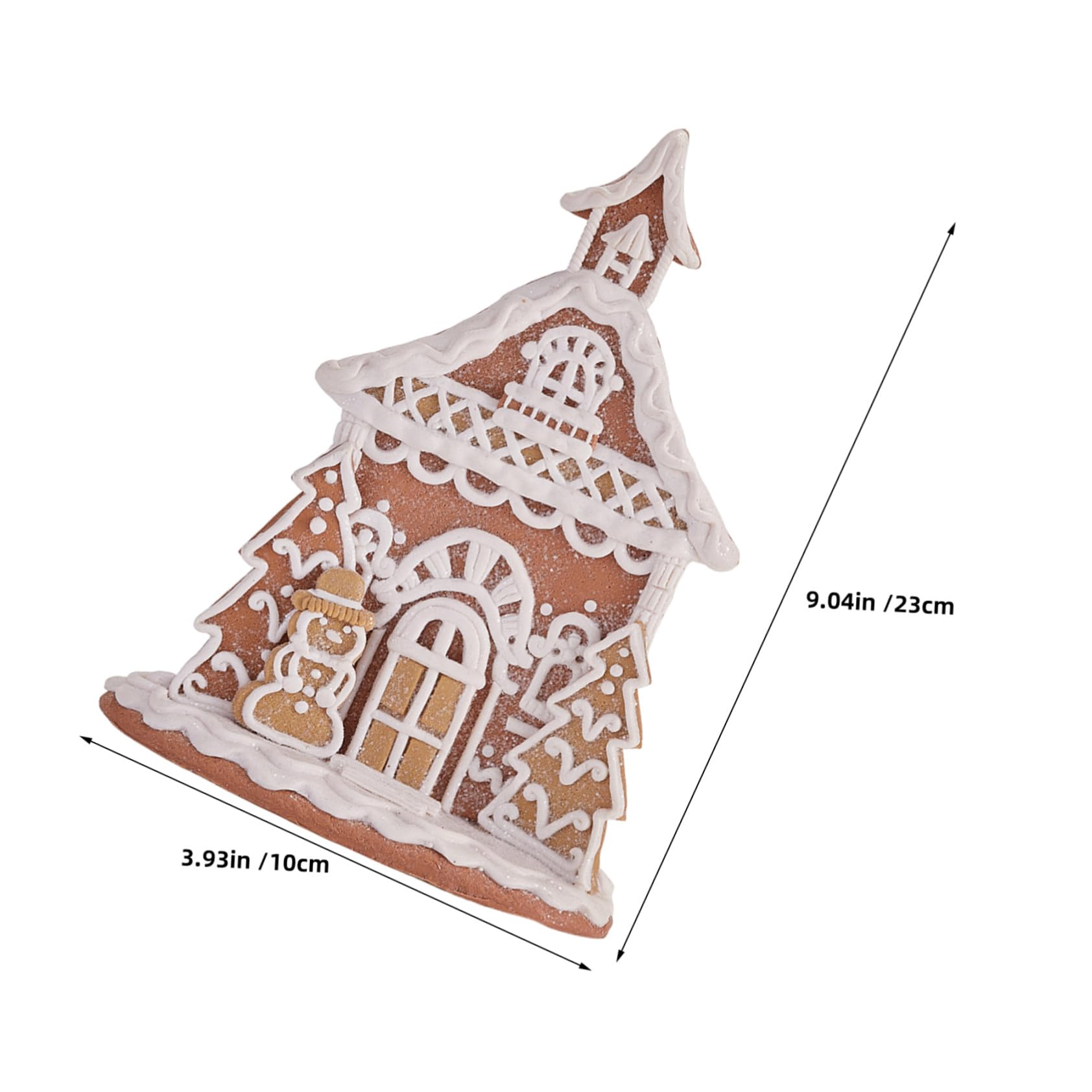 TOYANDONA Clay Gingerbread House Figurine Miniature Sturdy Snowy Christmas Village Ornament for Traditional Winter Holiday Decor And Xmas Mantle Collectible