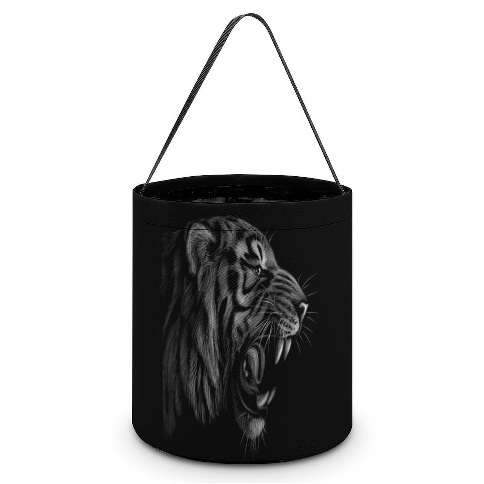 Black and White Tiger Portrait Cute Easter Basket Bags Eggs Bucket Candy Tote Decorations Gifts Party Storage Bag, style