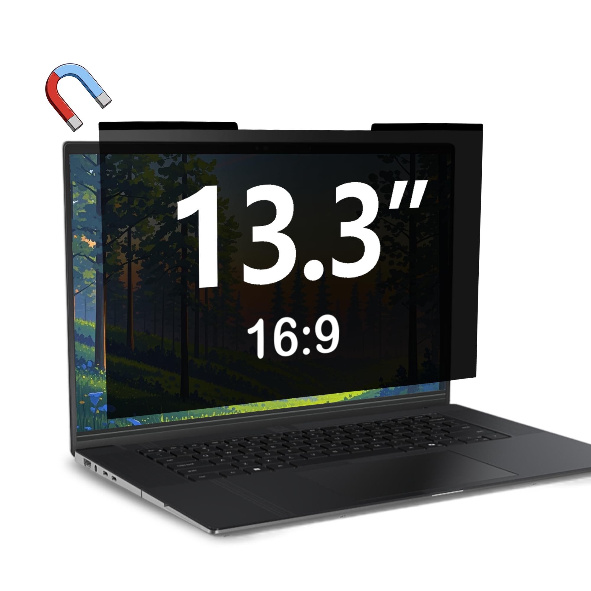 Dabernur Magnetischer Laptop-Sichtschutz 13,3 Zoll für 16:9-Bildschirme, Abnehmbarer Anti-Glare-Privacy-Filter, Bildschirm-Filter und -Schutz für Laptops, 11,6" × 6,52", Passend für FHD 1920 × 1080